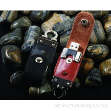 Leather style USB flash drive with Hot stamp logo optional